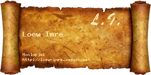Loew Imre névjegykártya